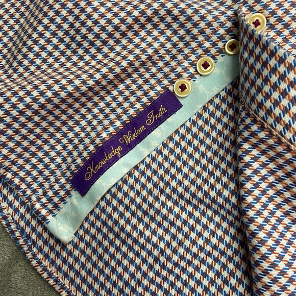 Robert Graham Button Up Shirt Mens Large Flip Cuff Houndstooth Long Sleeve - Picture 8 of 16